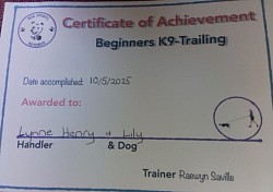 May 2025 K9 Trailing certificate